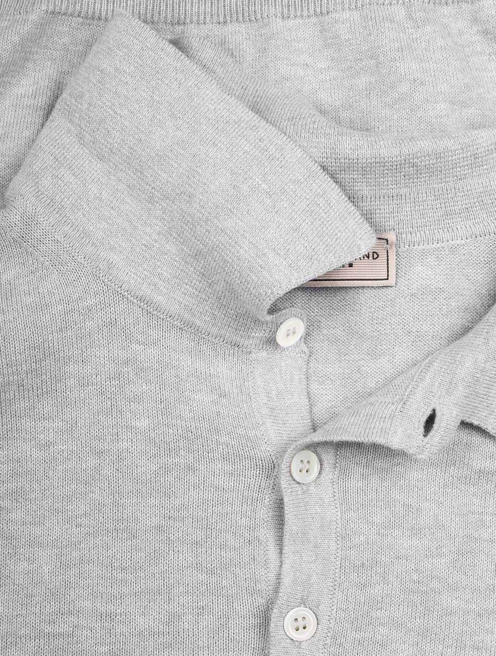 Louis Copeland Merino Long Sleeve Polo Grey AI4