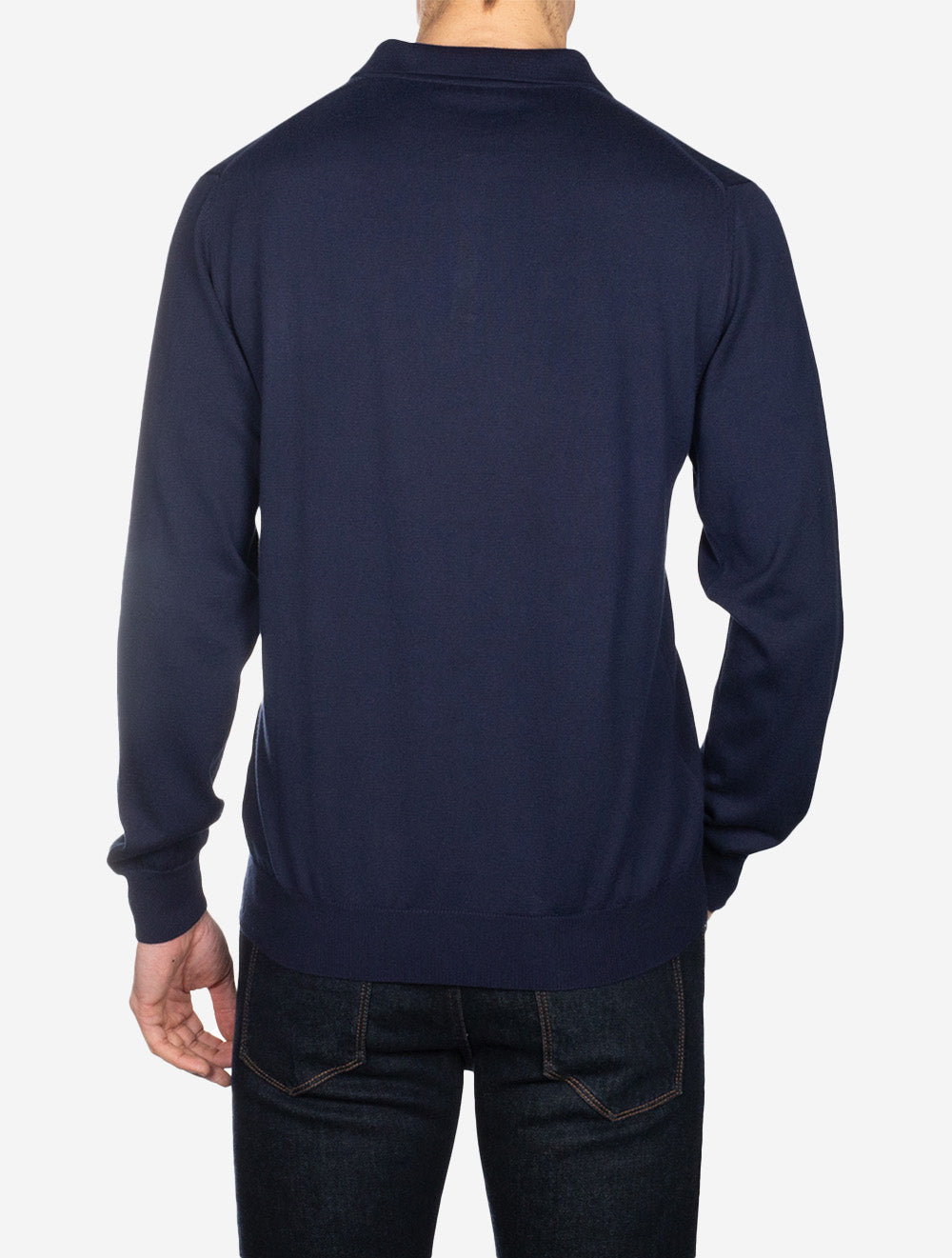 Louis Copeland Merino Long Sleeve Polo Navy AI3