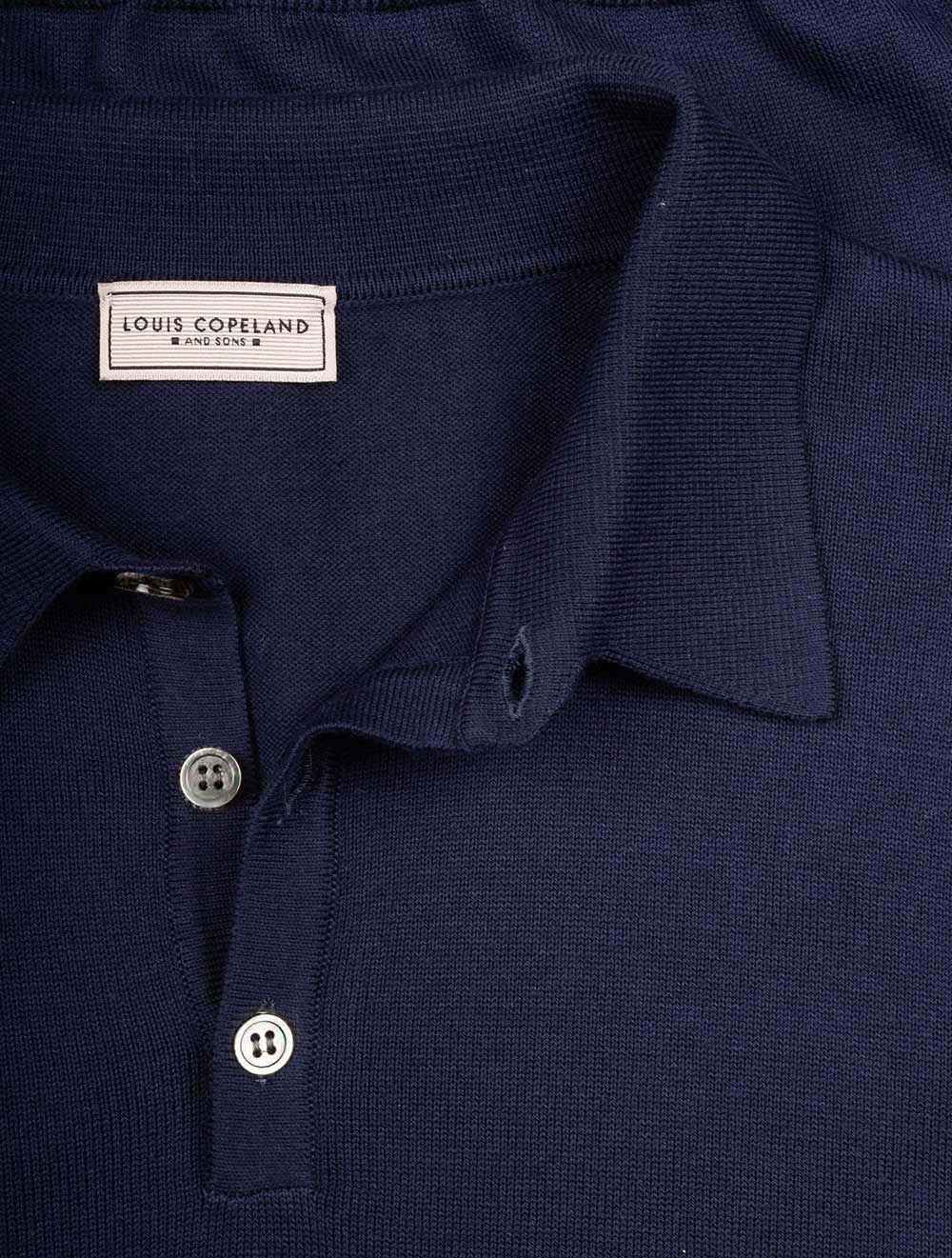 Louis Copeland Merino Long Sleeve Polo Navy AI4