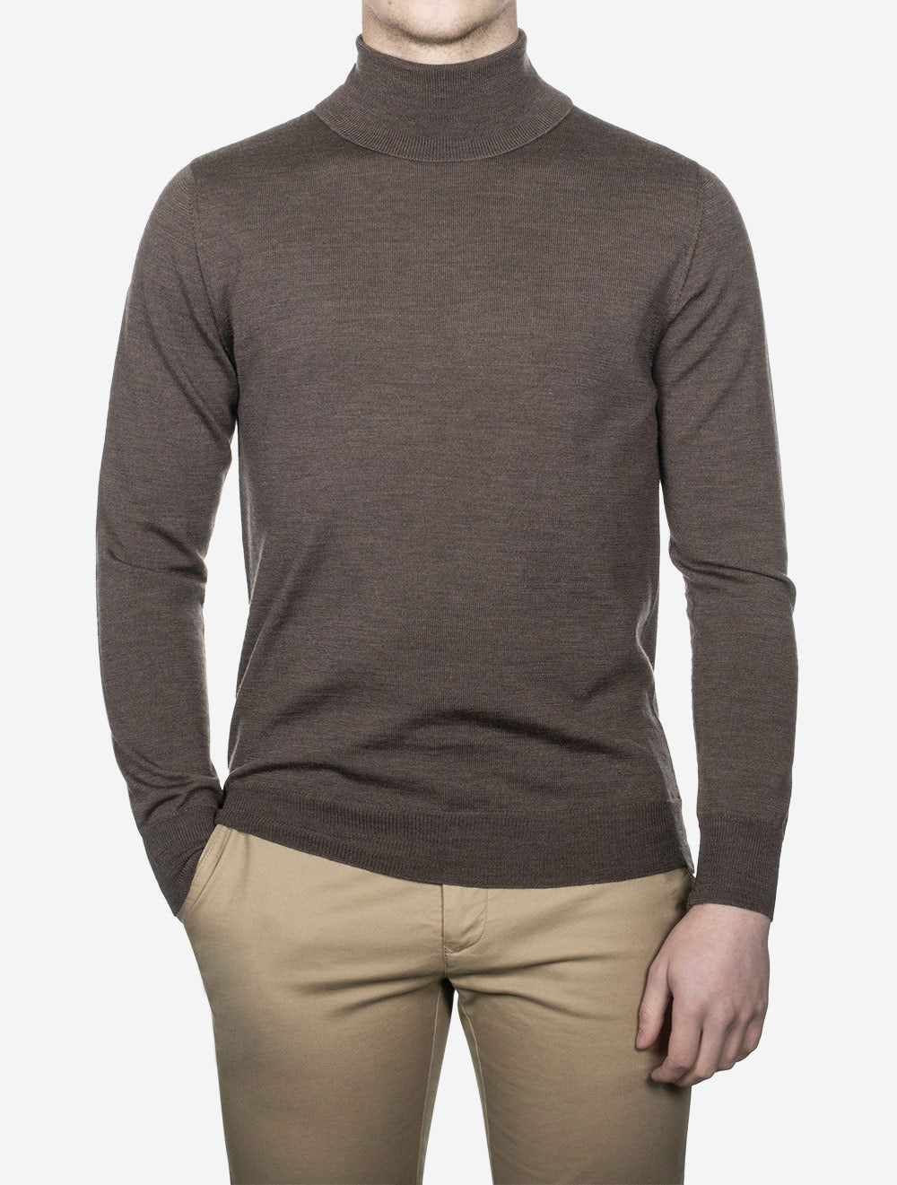 Louis Copeland Merino Wool Turtle Neck Chestnut AI1