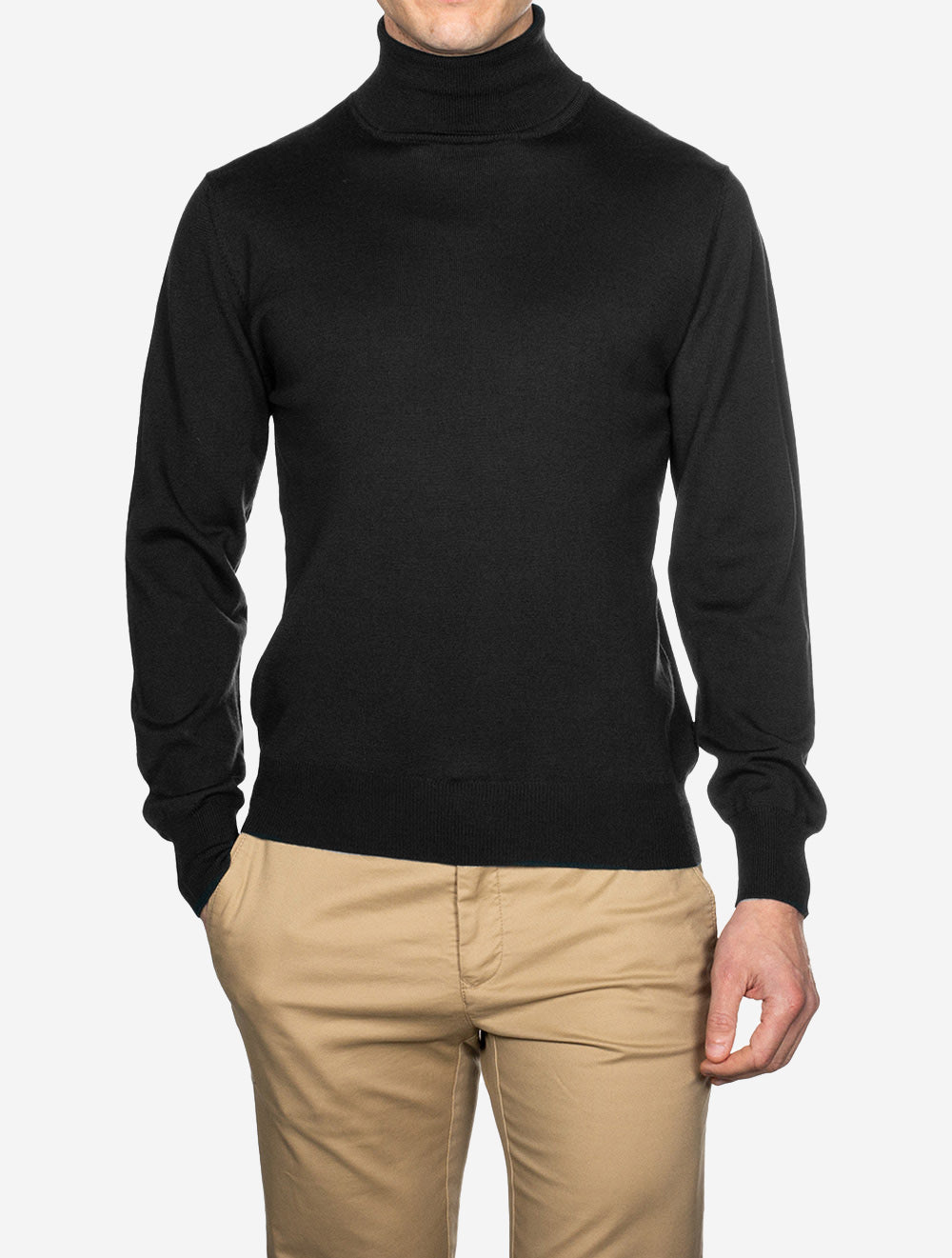 Louis Copeland Merino Wool Turtle Neck Black AI1