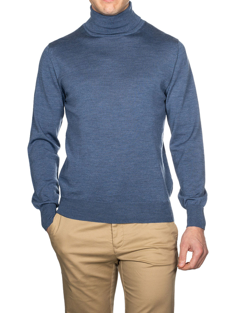 Louis Copeland Merino Wool Turtle Neck Blue AI1