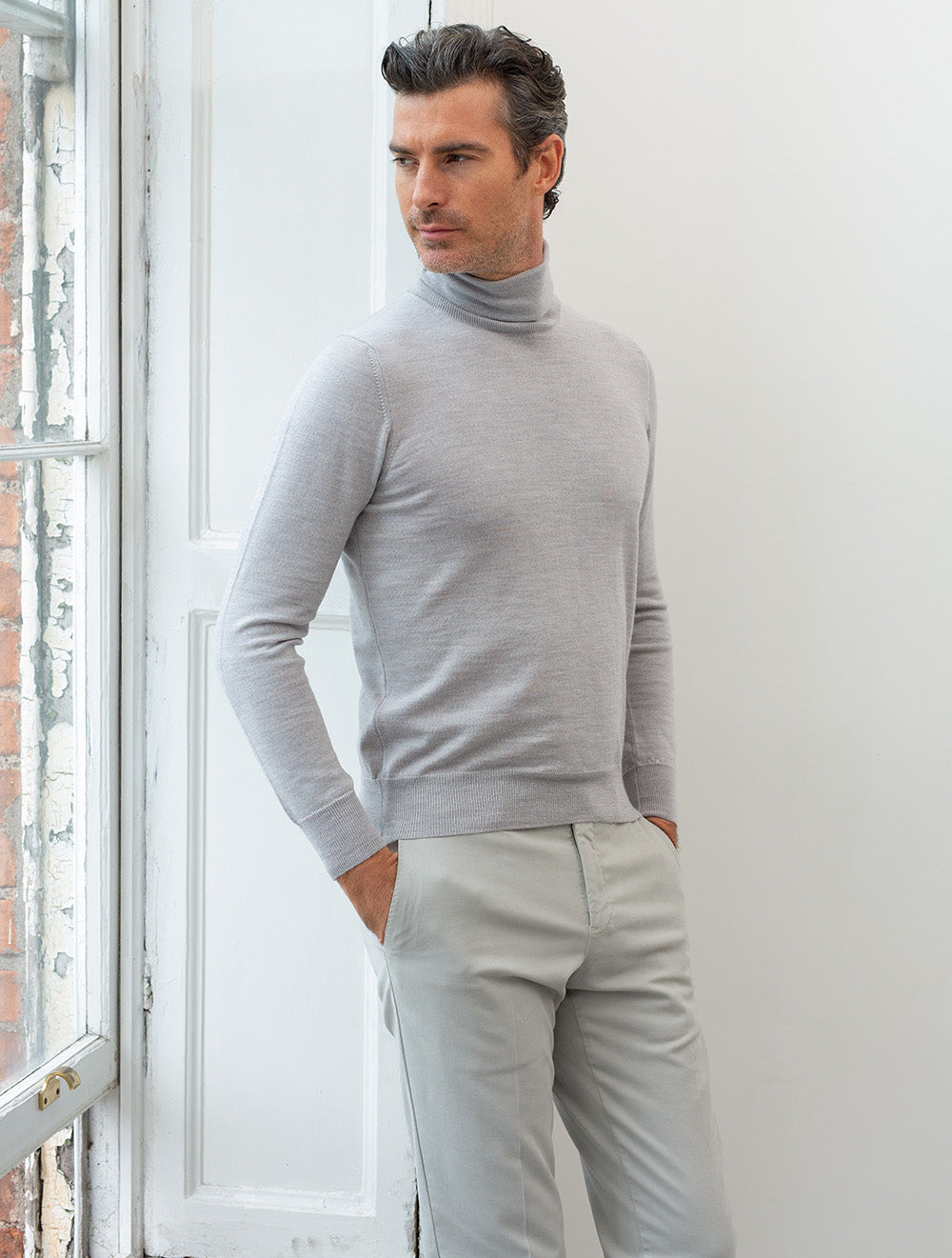 Louis Copeland Merino Wool Turtle Neck Grey AI1