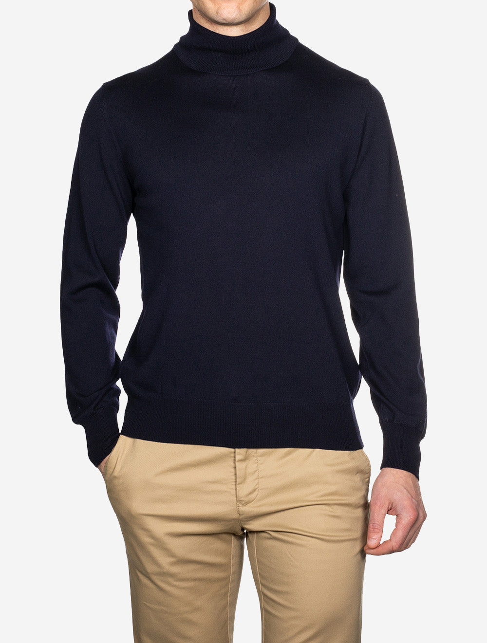 Louis Copeland Merino Wool Turtle Neck Navy AI1