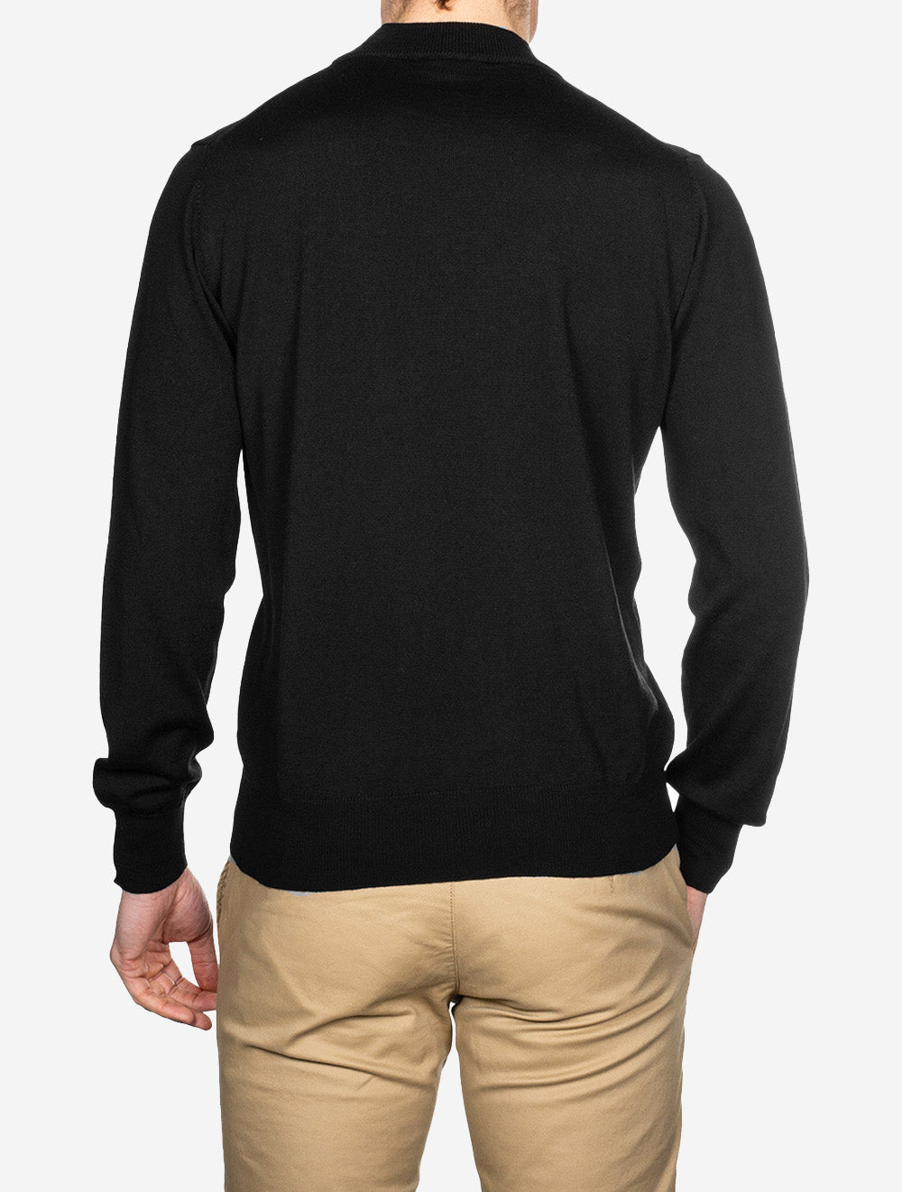 Merino Wool Mock Neck Black