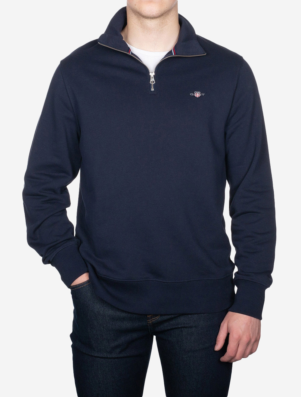 Gant Regular Fit Shield Half Zip Sweat Evening Blue AI1