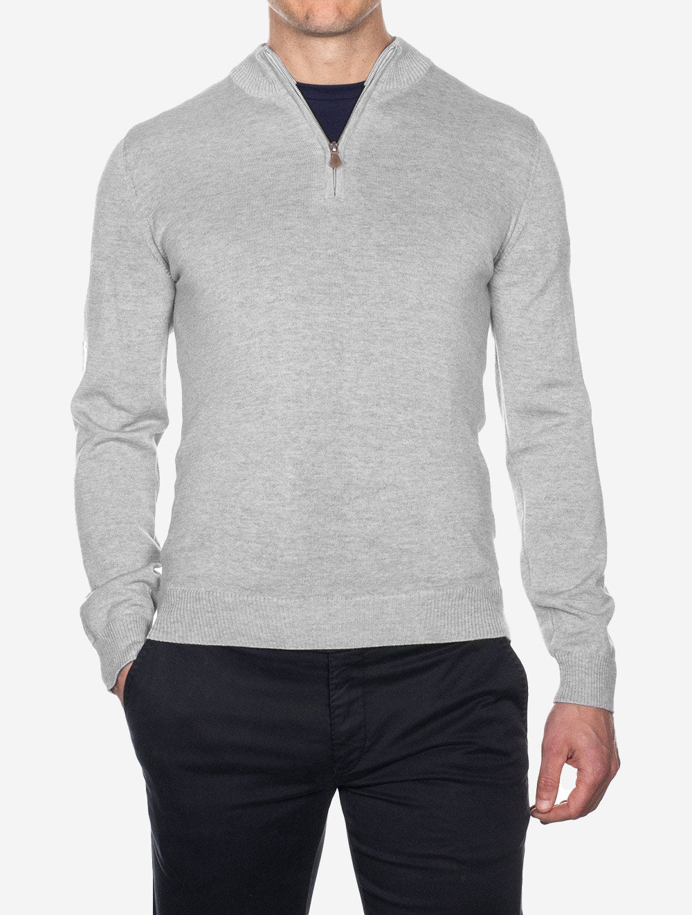 Stenstroms Grey Half Zip Merino Wool Jumper AI1