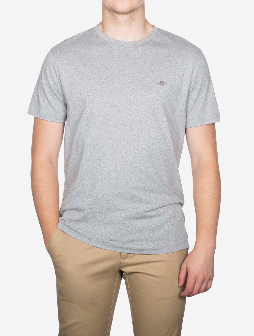 Gant Regular Shield Short Sleeve T-Shirt Grey Melange AI1