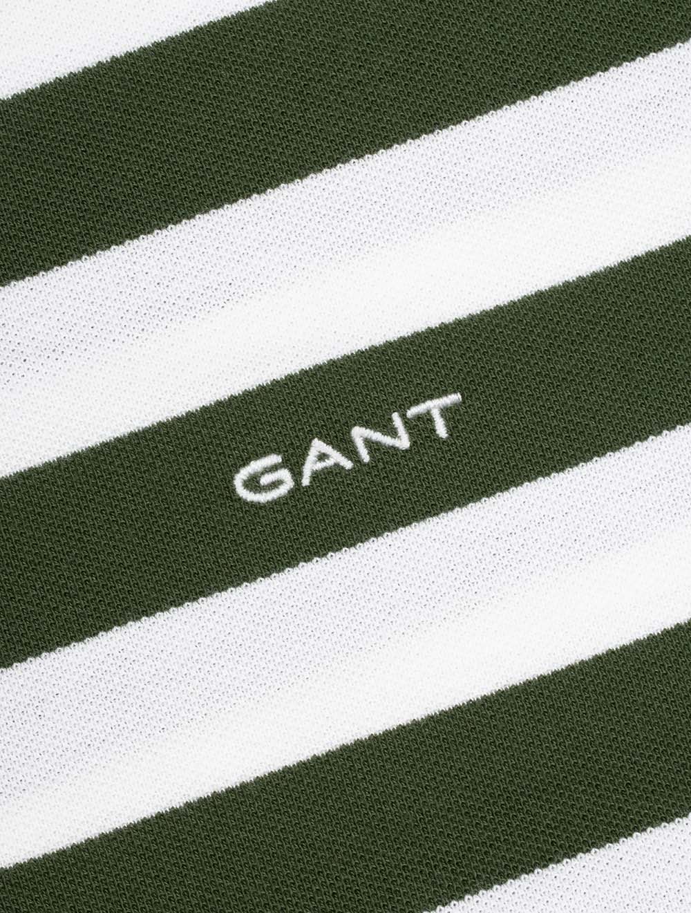 Gant Stripe Short Sleeve Pique Polo Pine Green AI4