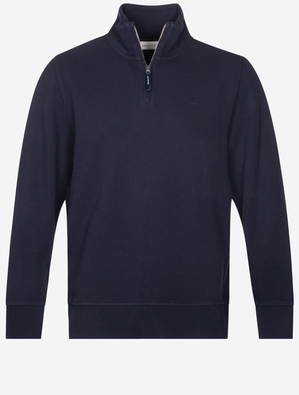 Waffle Texture Half Zip Evening Blue