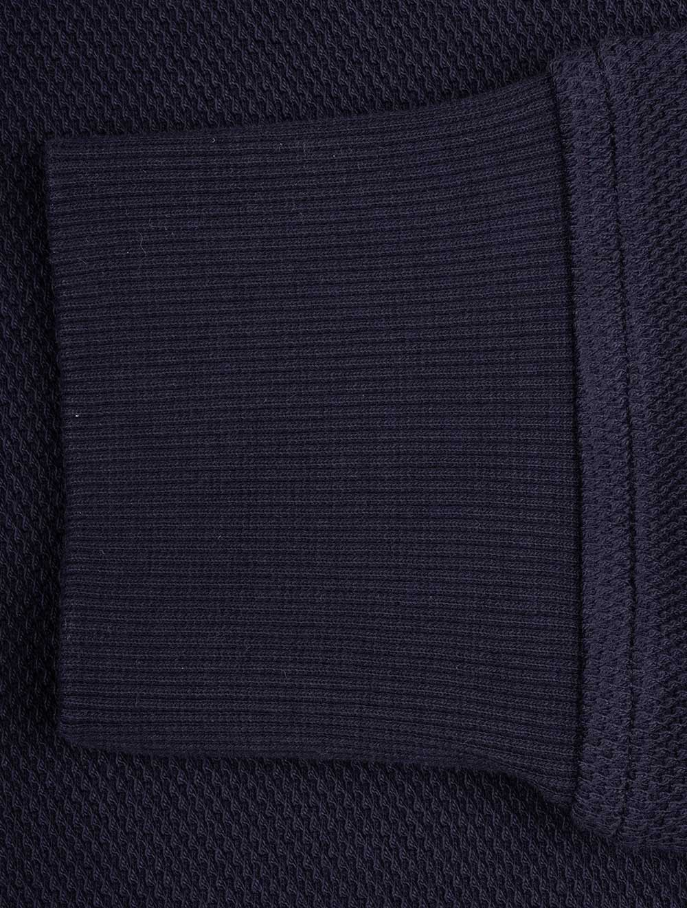 Waffle Texture Half Zip Evening Blue