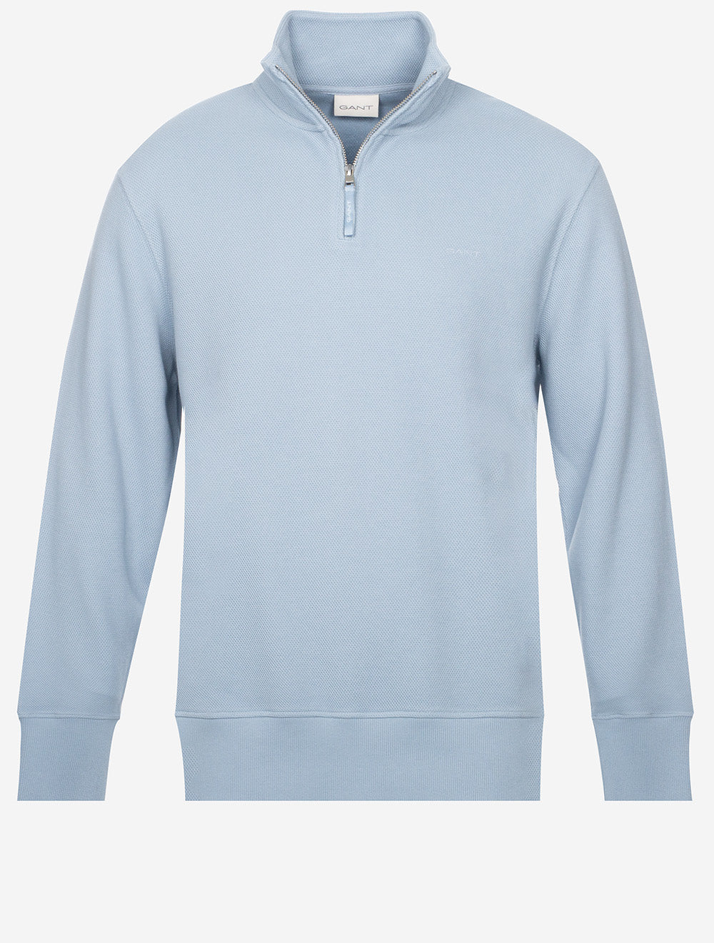 Waffle Texture Half Zip Dove Blue