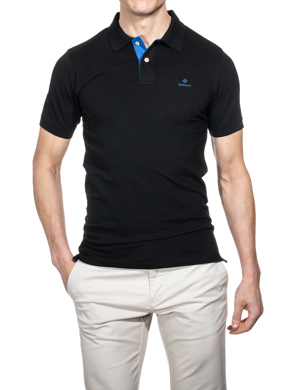 Gant Contrast Collar Pique Short Sleeve Rugger Black AI1