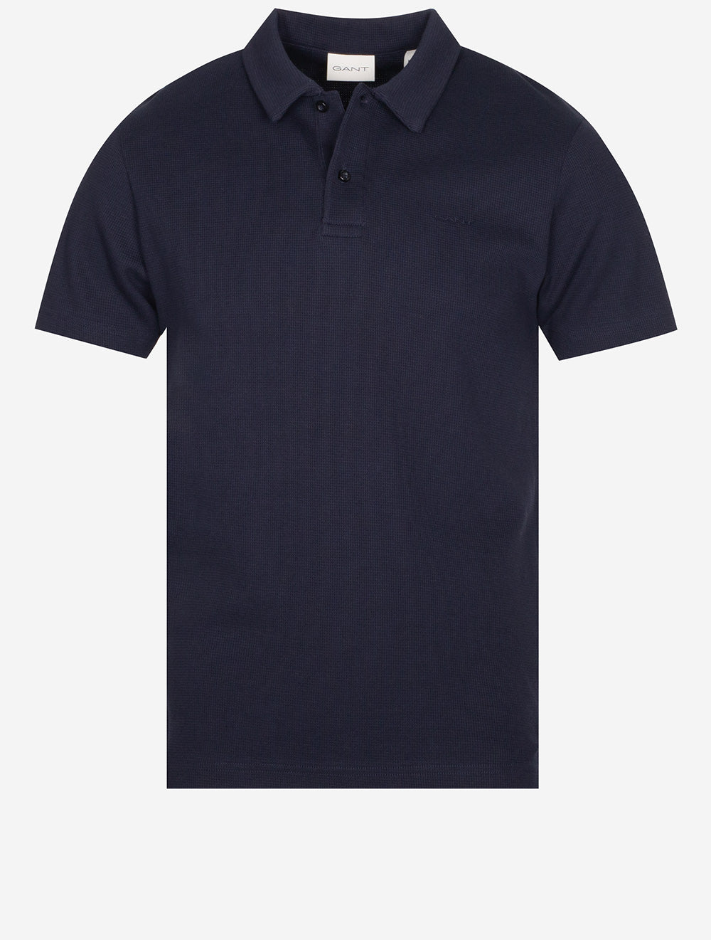 Gant Waffle Texture Short Sleeve Pique Polo Evening Blue MI