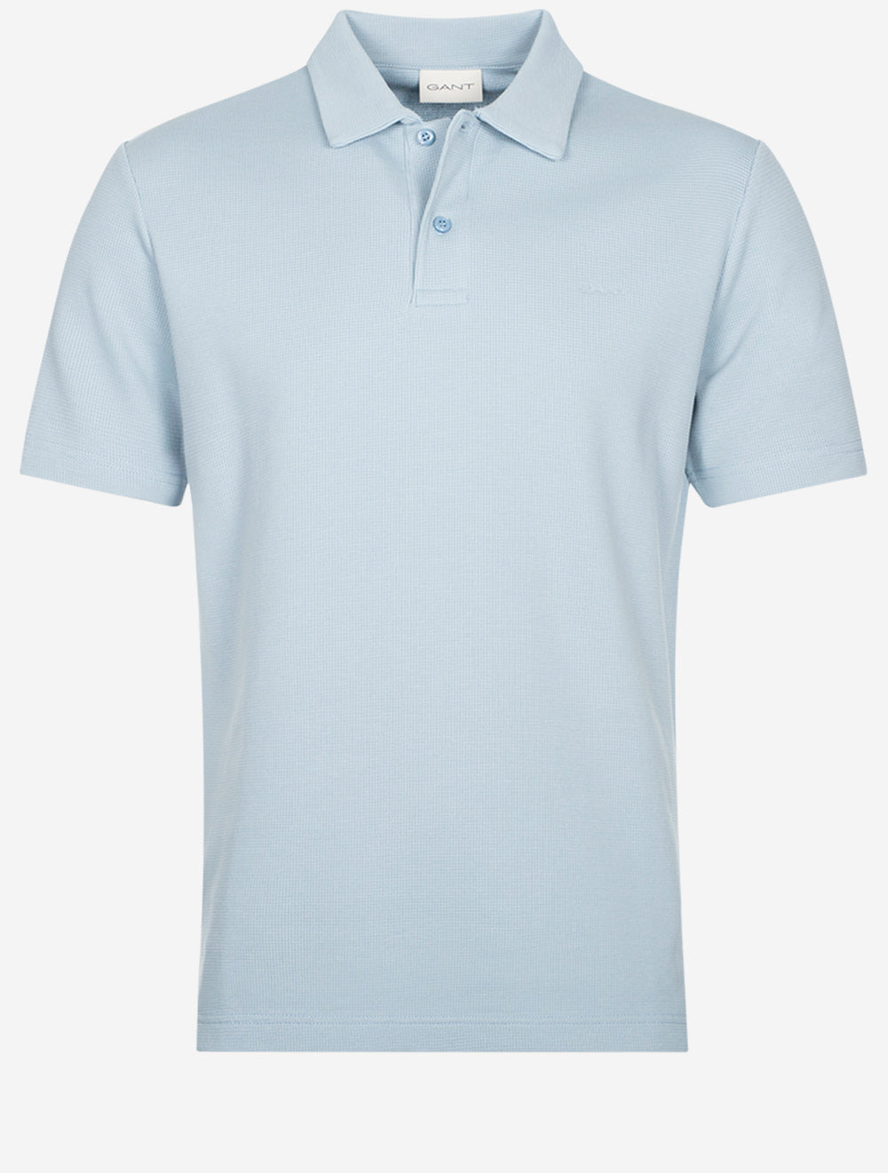 Gant Waffle Texture Pique Polo Shirt Dove Blue | Luxury Men's Polo ...