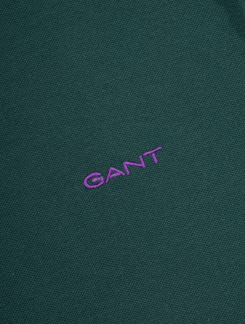 Gant Regular Contrast Pique Short Sleeve Rugger Tartan Green AI4