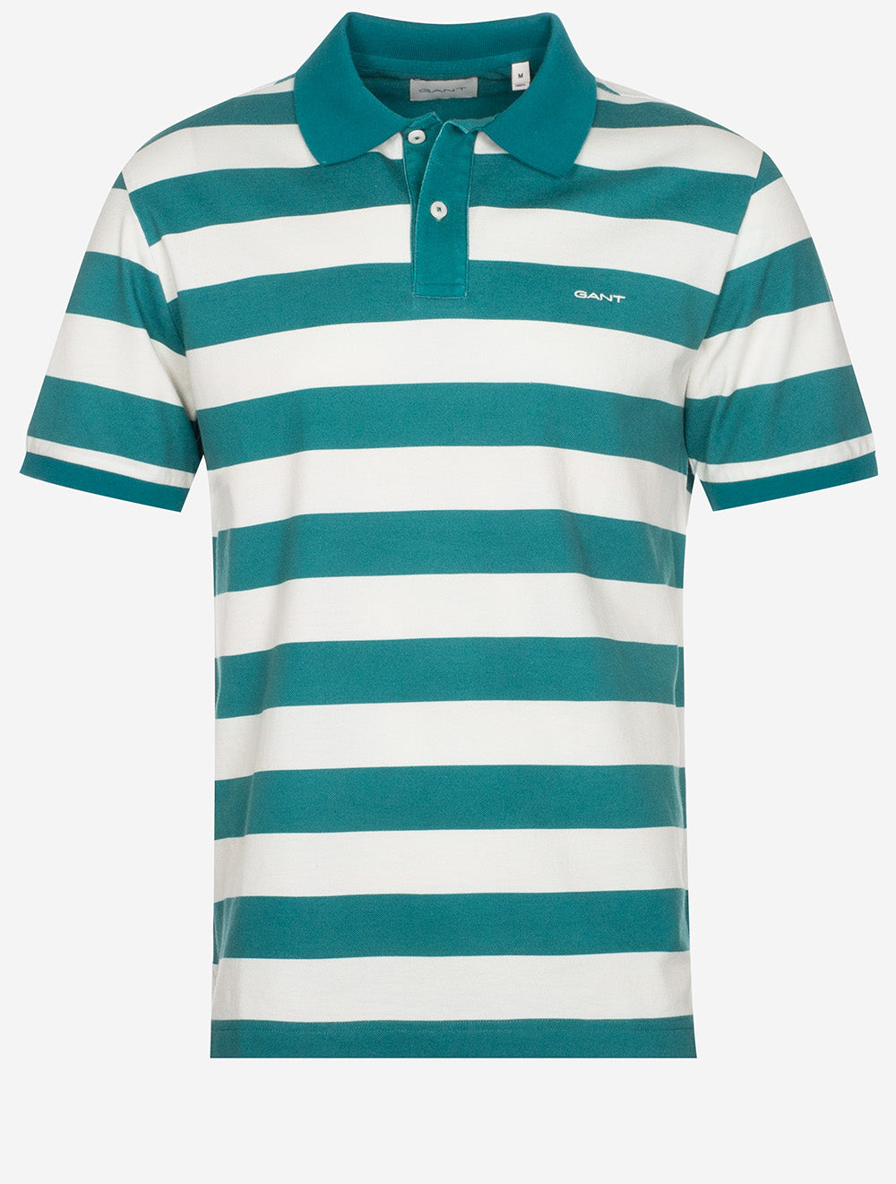 Heavy Washed Striped Polo Ocean Turquosie