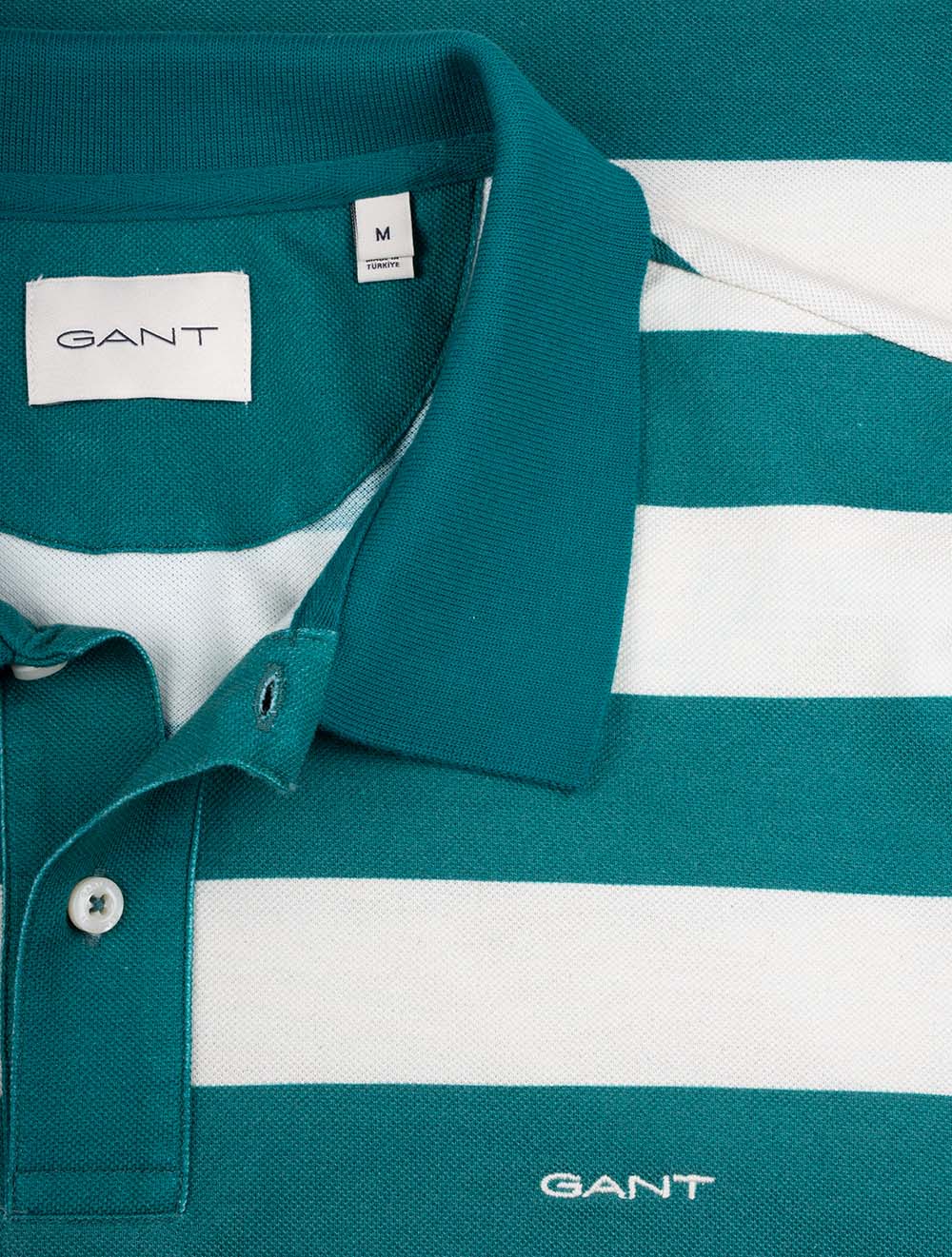 Heavy Washed Striped Polo Ocean Turquosie