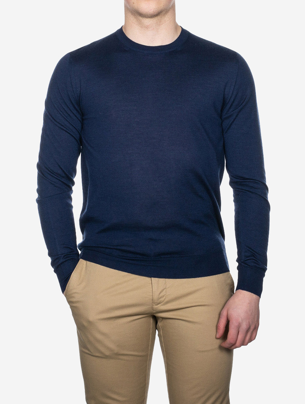 Crew Neck Long Sleeve Sweater Navy