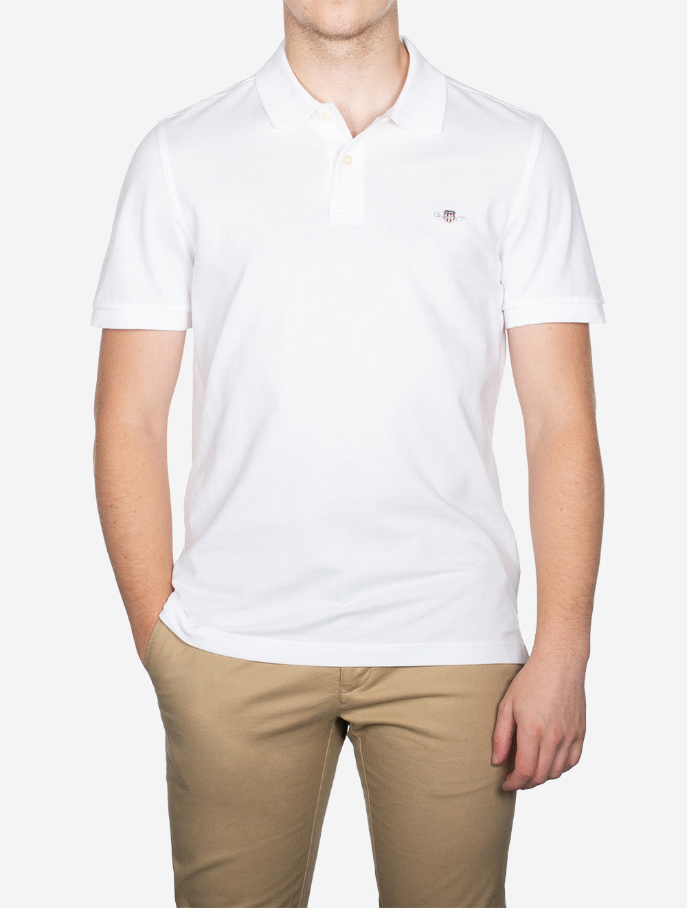 Gant Regular Shield Short Sleeve Pique Polo White AI4