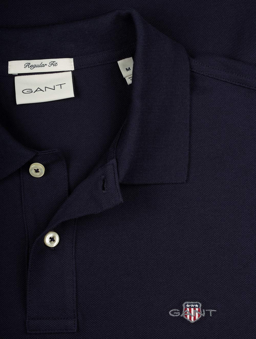 GANT Regular Shield Short Sleeve Polo Blue Evening Pique