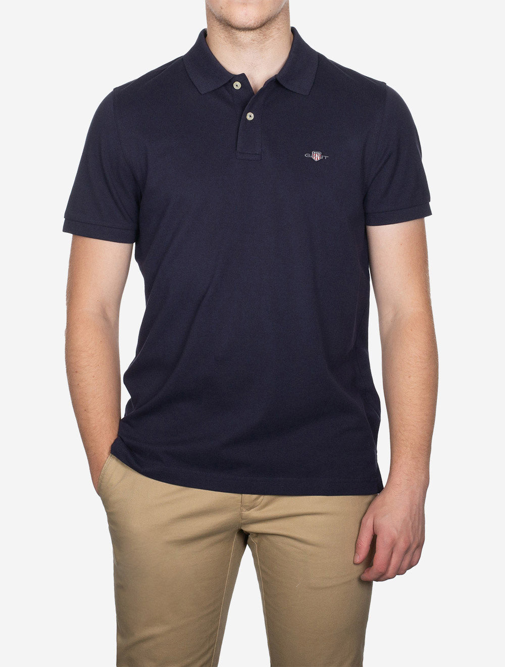 Gant Regular Shield Short Sleeve Pique Polo Evening Blue AI4