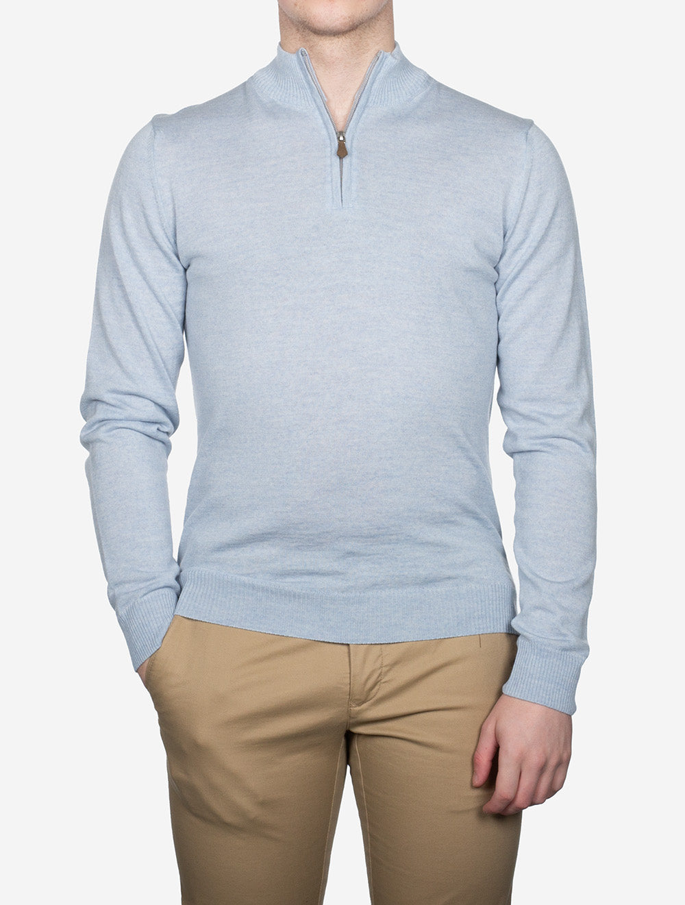 Merino Wool Half Zip Blue