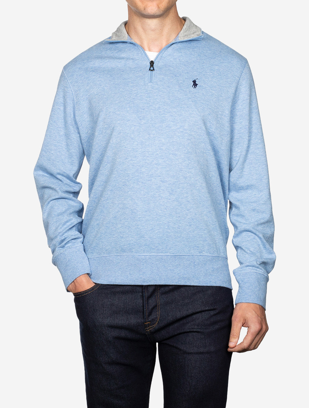 Quarter Zip Jersey Pullover Blue