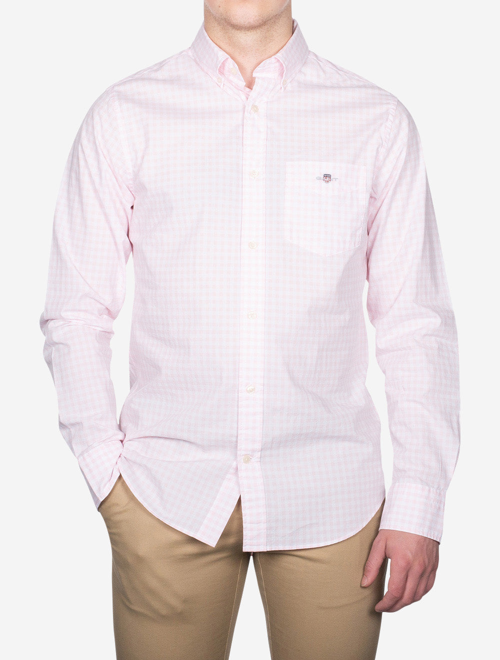 Regular Fit Poplin Gingham Shirt Light Pink