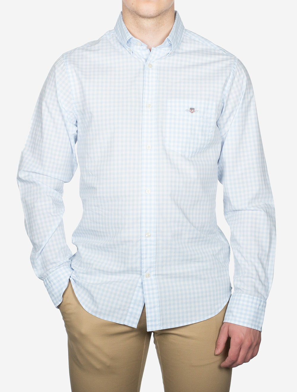 Gant Regular Fit Poplin Gingham Shirt Light Blue AI1