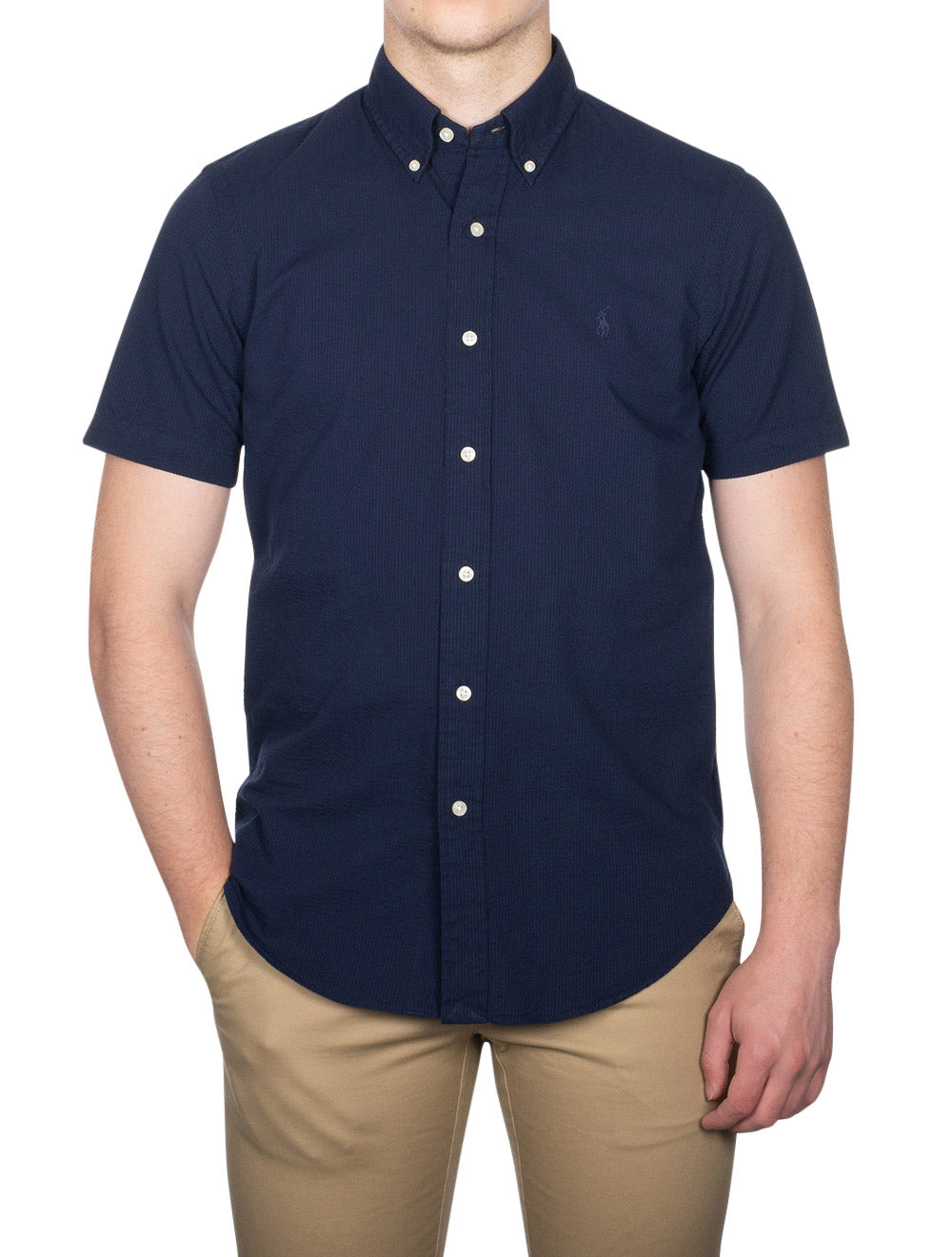 Ralph Lauren Short Sleeve Seersucker Shirt Cruise Navy AI1