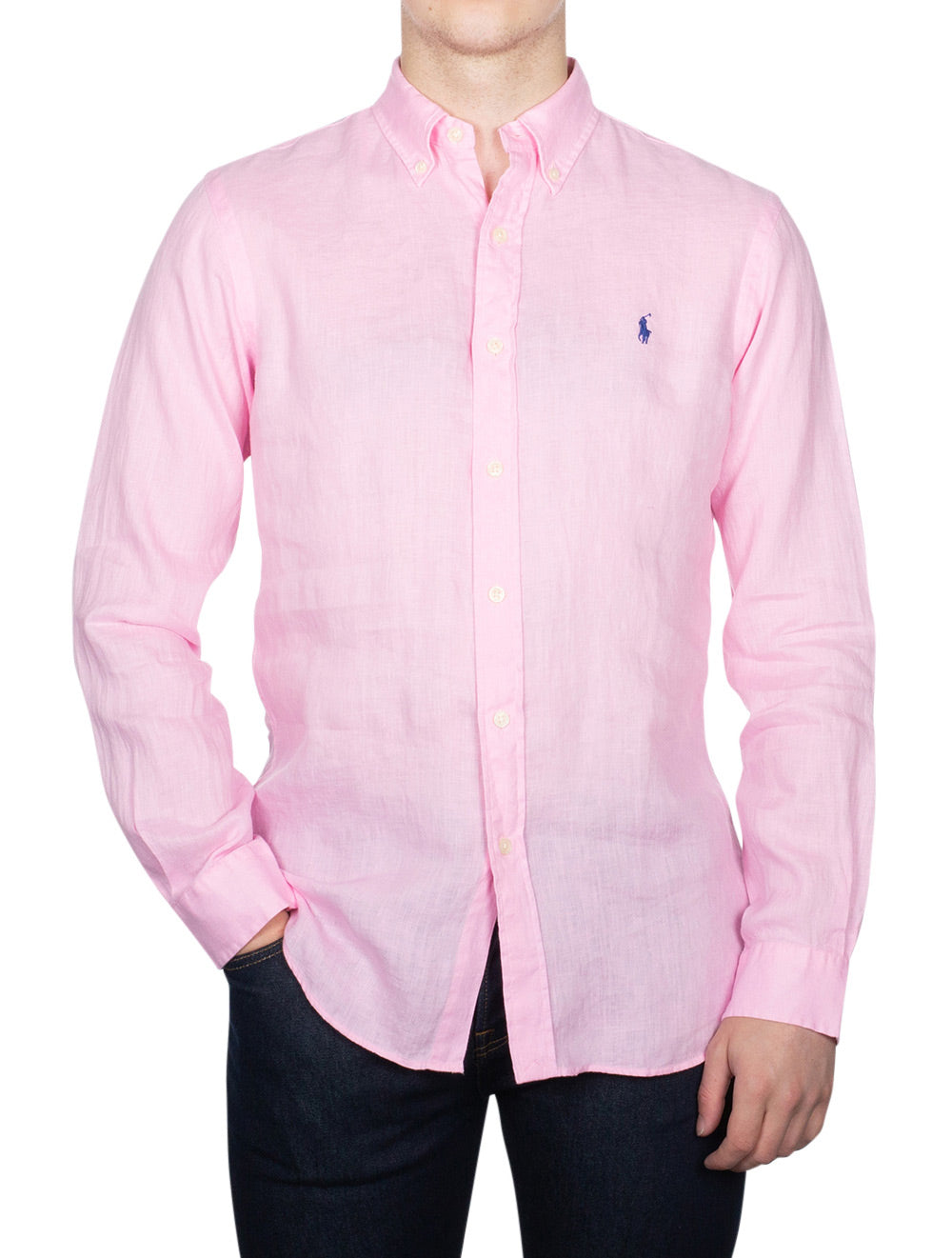 Ralph Lauren Custom Fit Linen Shirt Pink AI1