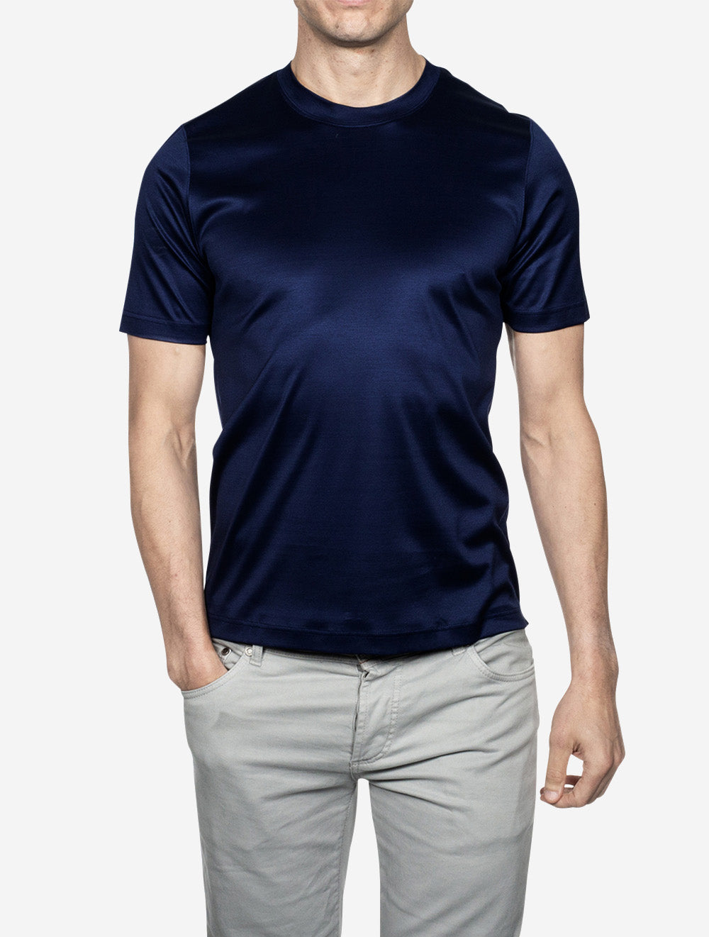 Eton Navy Filo di Scozia Crew Neck T-Shirt AI1