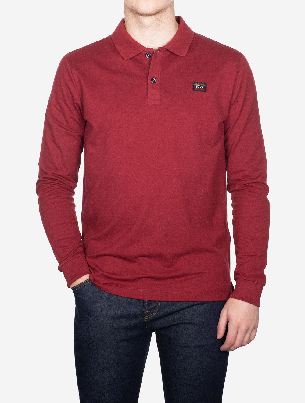 Paul And Shark Long Sleeve 3 Button Polo Red AI1