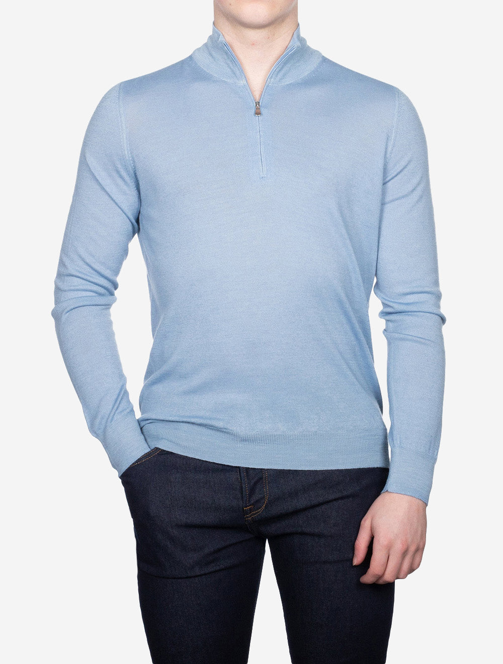 Gran Sasso Mock Neck Half Zip Knitwear Blue AI1