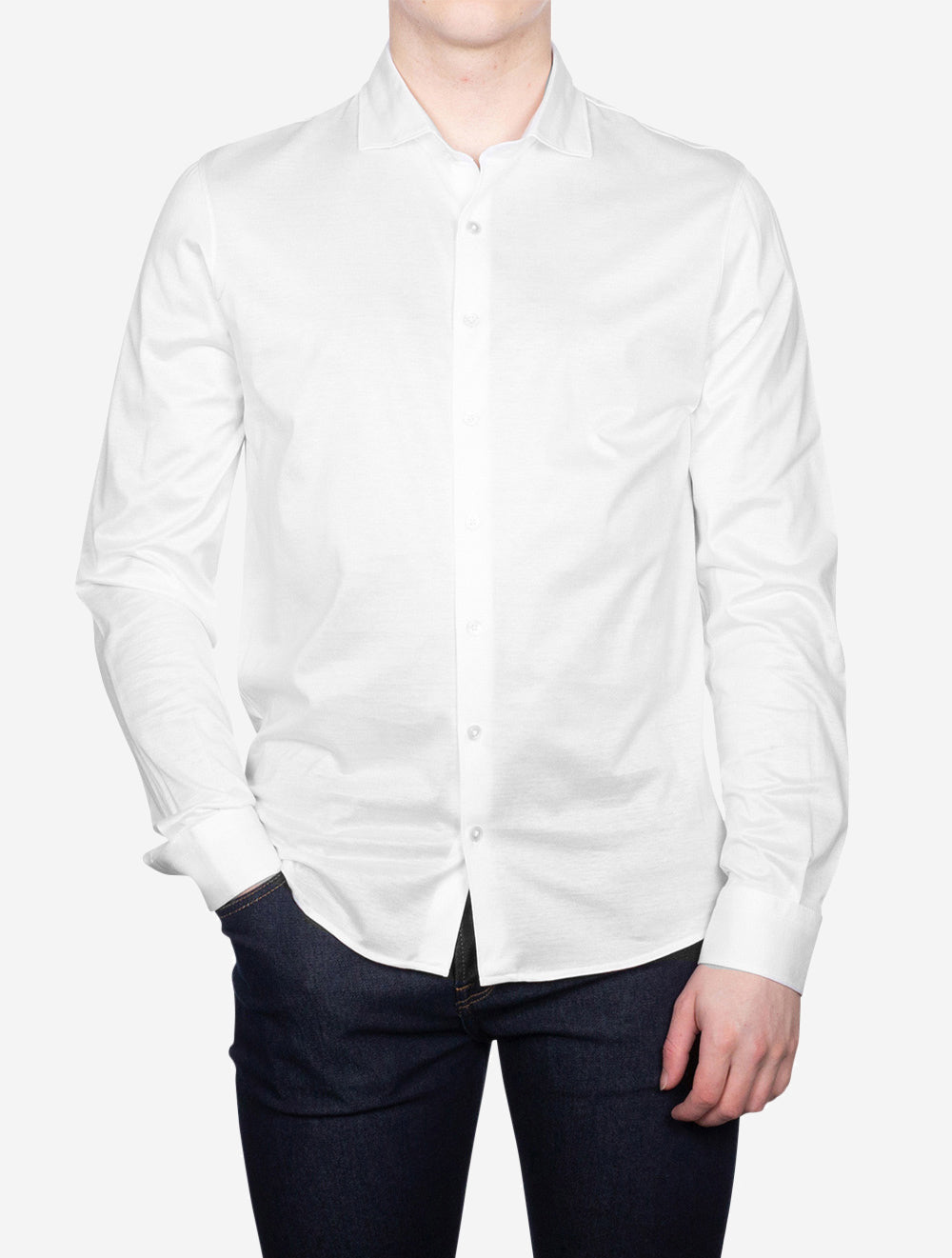 Stretch Polo Jersey Shirt Pure White