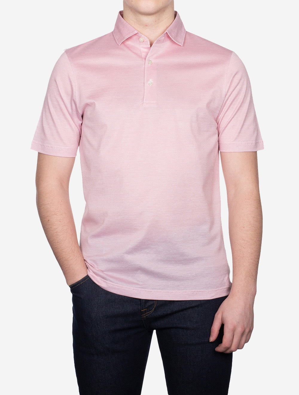 Gran Sasso 3 Button Polo Shirt Pink AI1