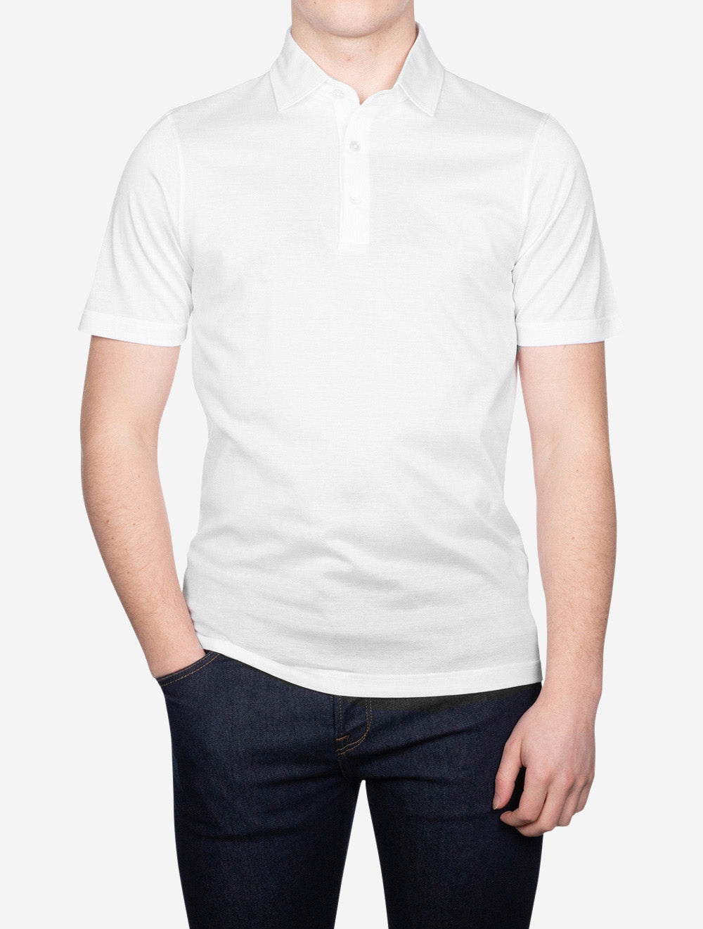 Gran Sasso 3 Button Polo Shirt Pure White AI1