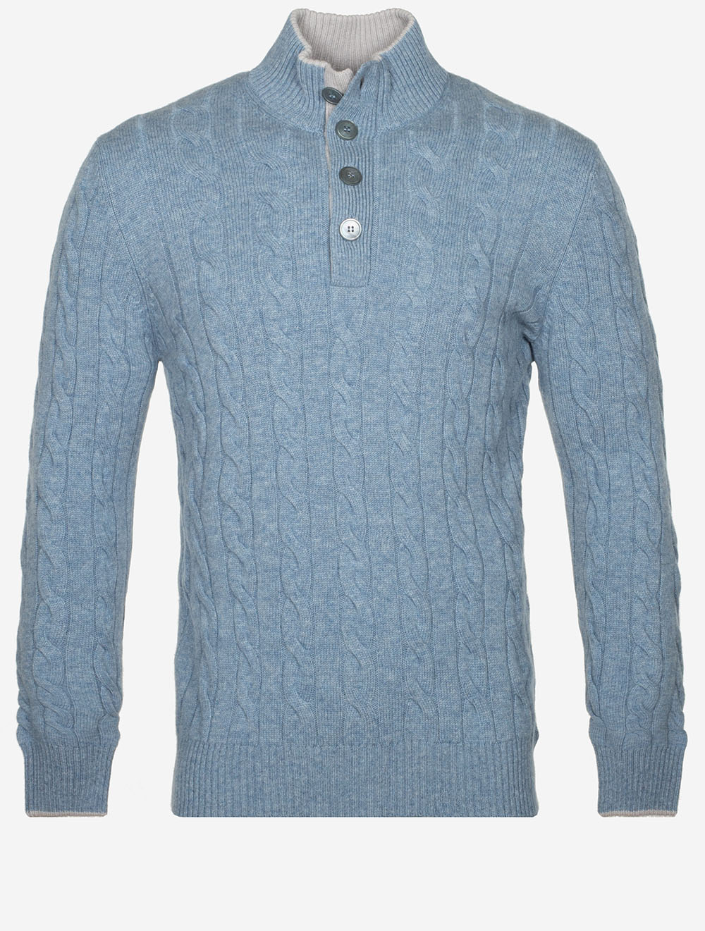 Gran Sasso Cable Knit Mock Blue MI