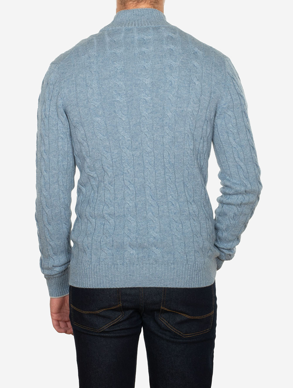 Gran Sasso Cable Knit Mock Blue AI3