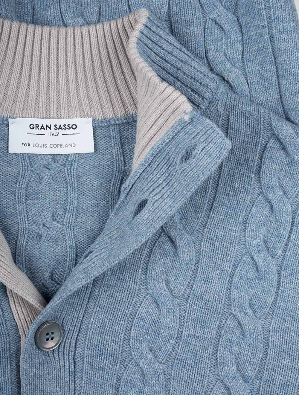 Gran Sasso Cable Knit Mock Blue AI4