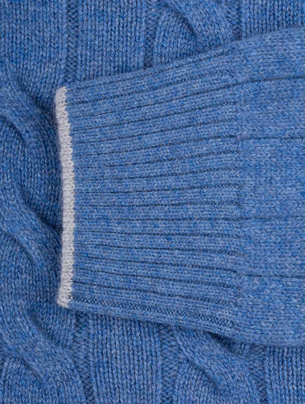 Gran Sasso Mock Cable Knit Button Up Blue AI5