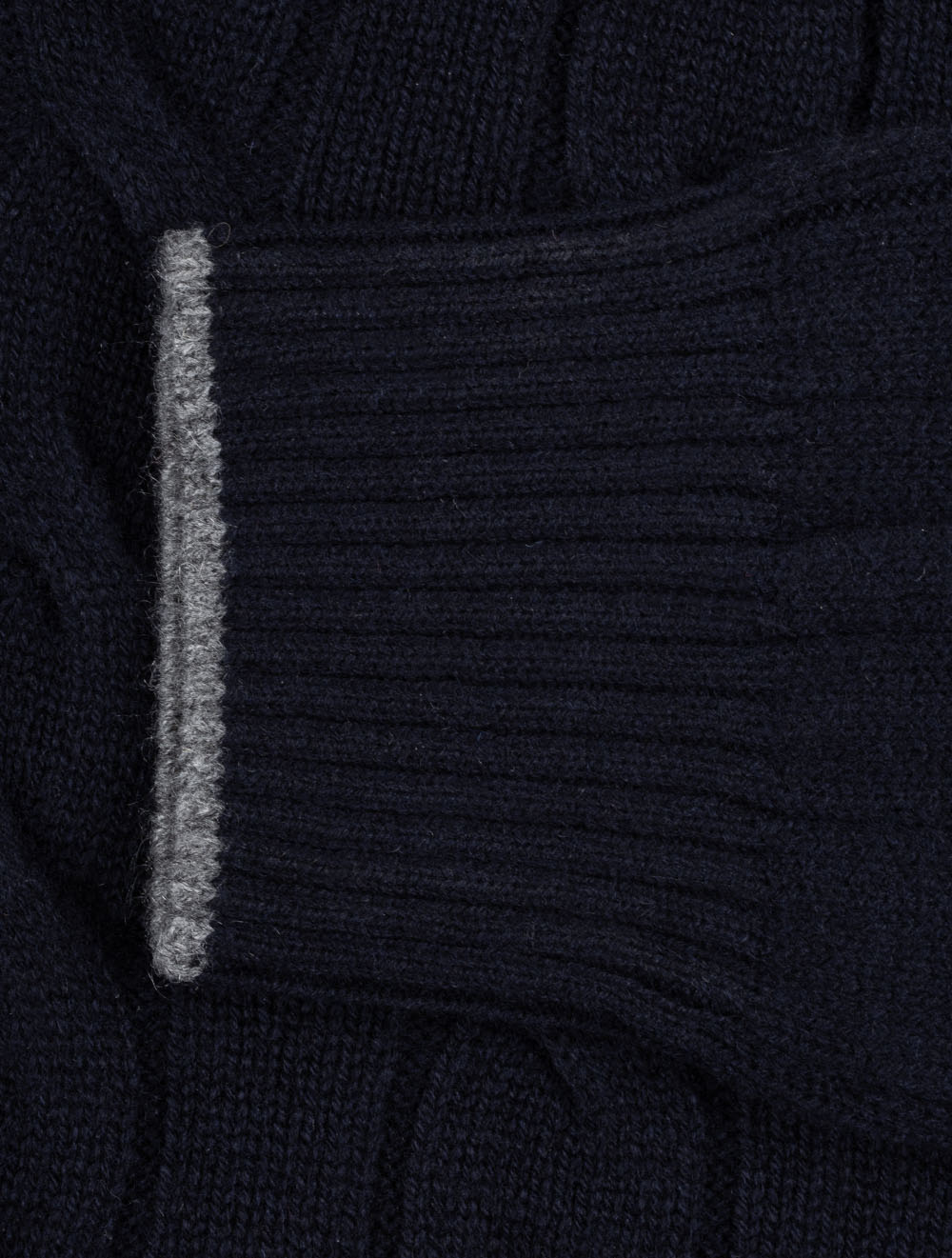 Gran Sasso Cable Knit Mock Navy AI6