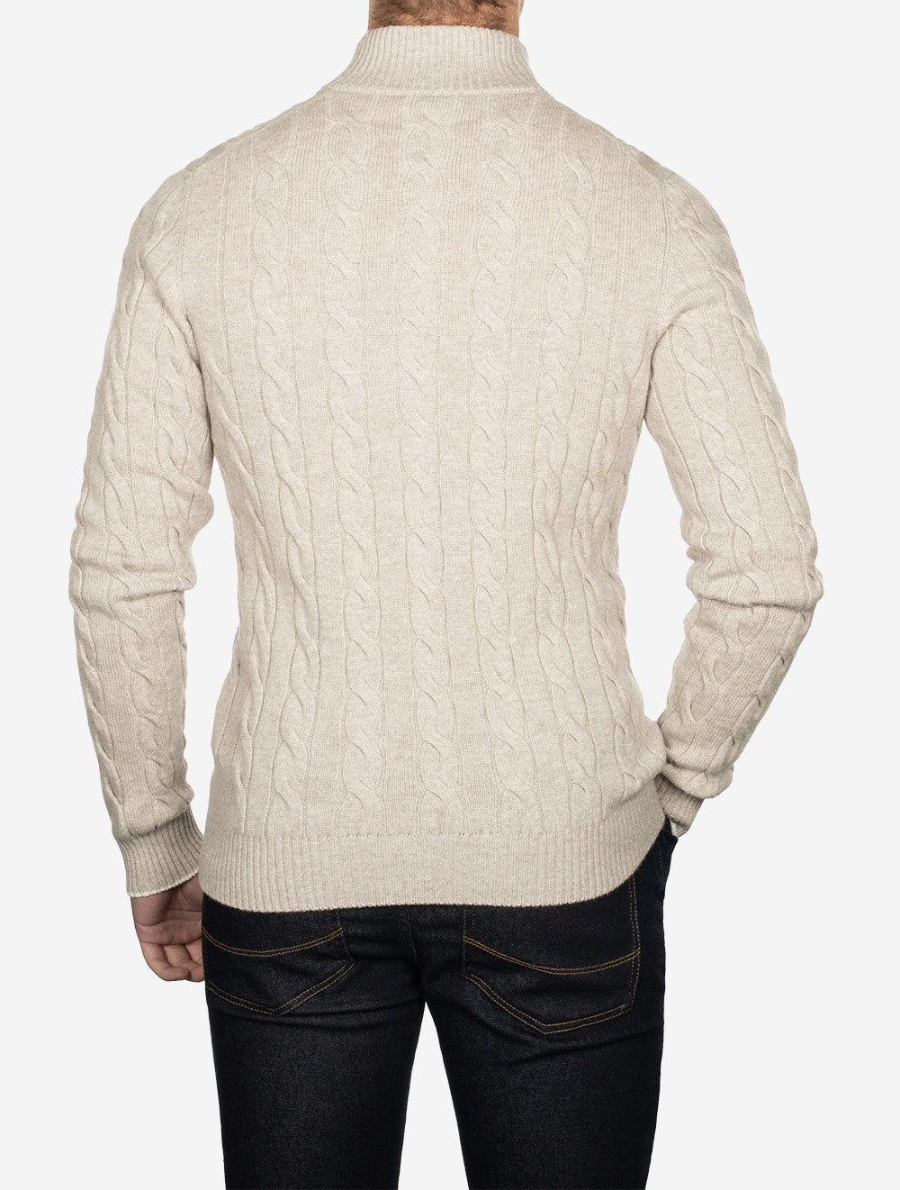 Gran Sasso Cable Knit Mock Stone AI3