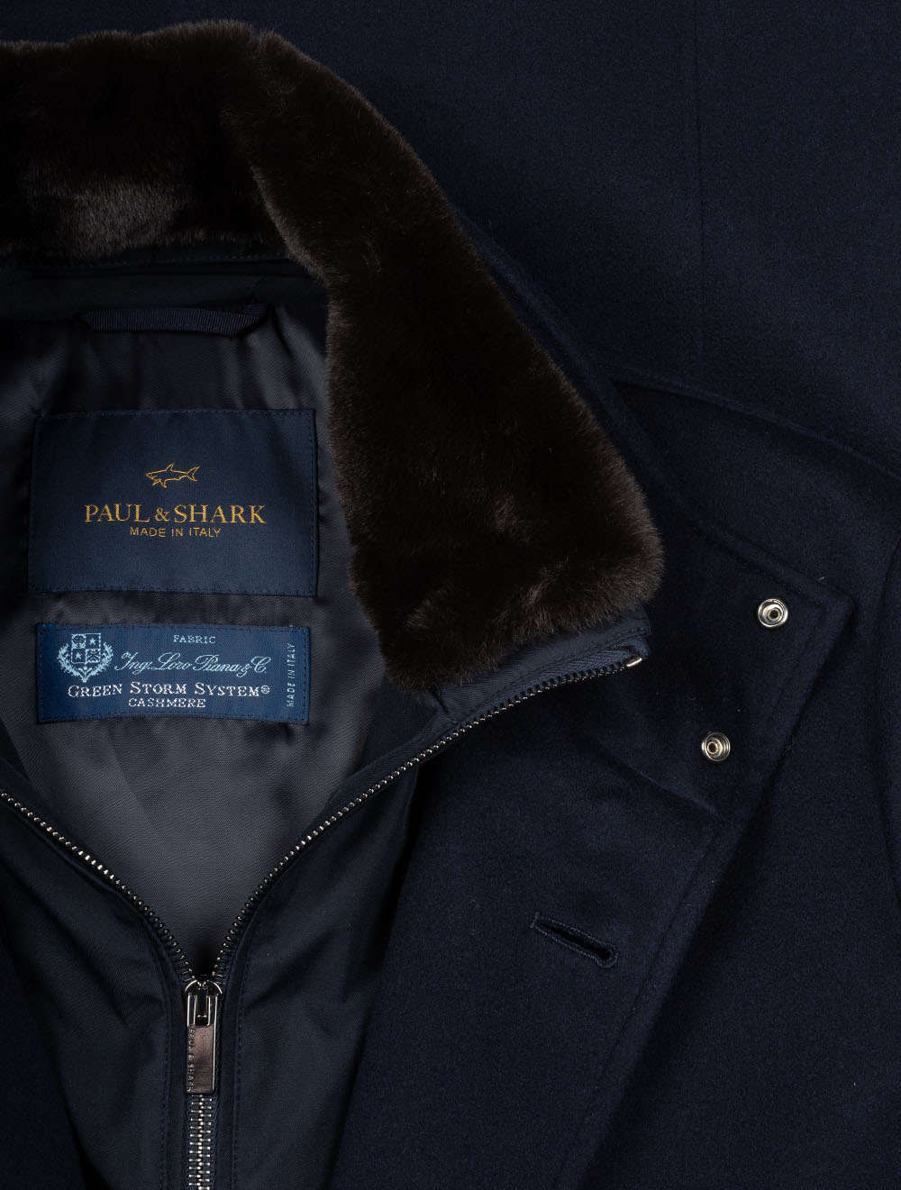 Paul And Shark Cashmere Loropiana Strom System Coat Navy AI4