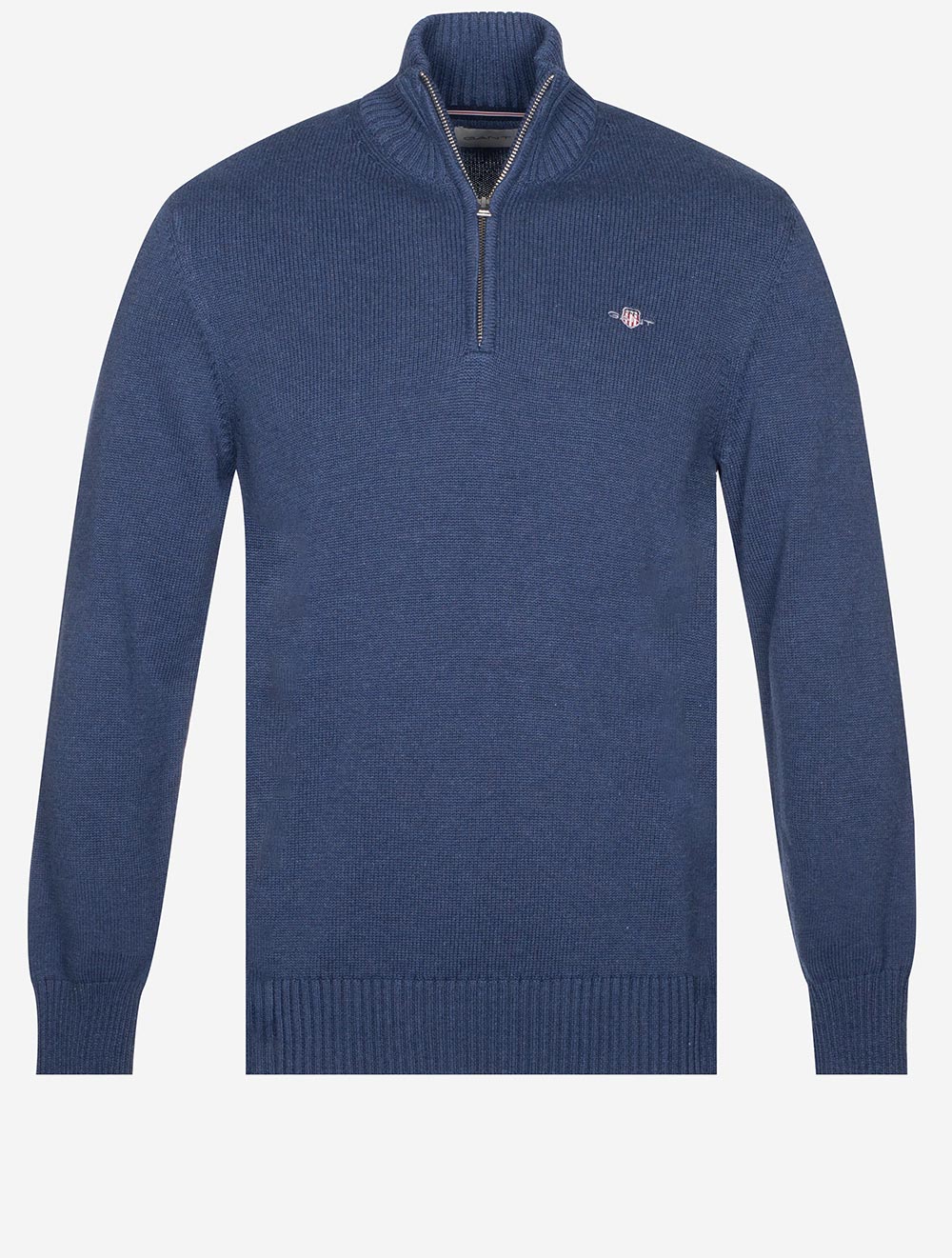 Casual Cotton Half Zip Marine Melange