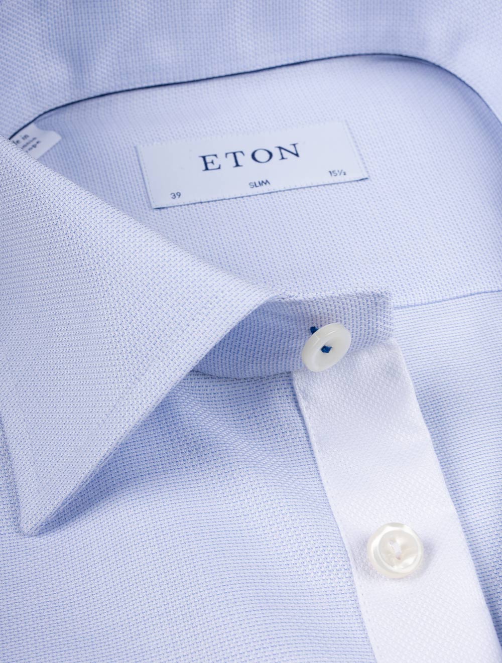 Eton Slim Fit Dobby Shirt Blue AI2