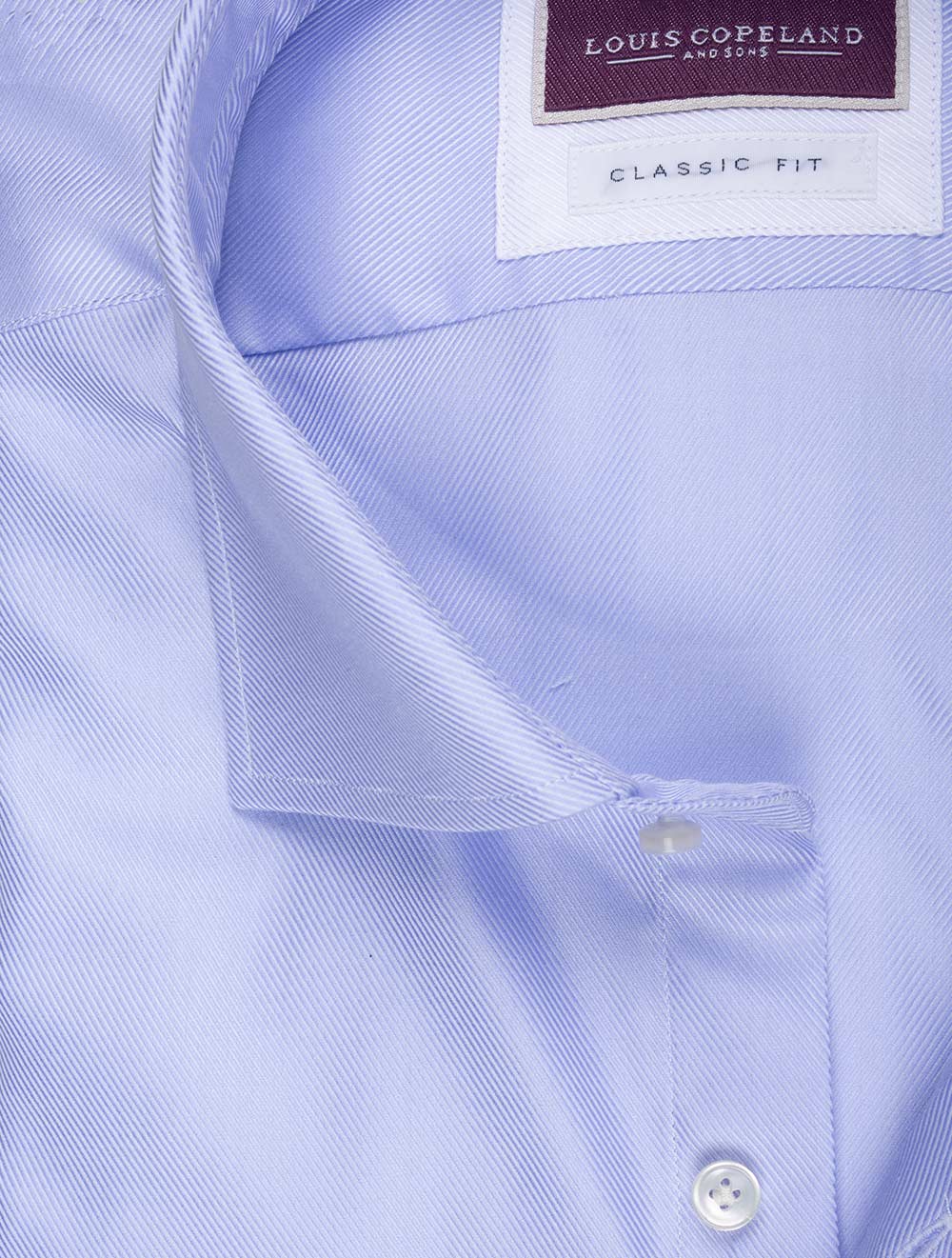 Louis Copeland Classic Fit Single Cuff Twill Shirt Blue AI1