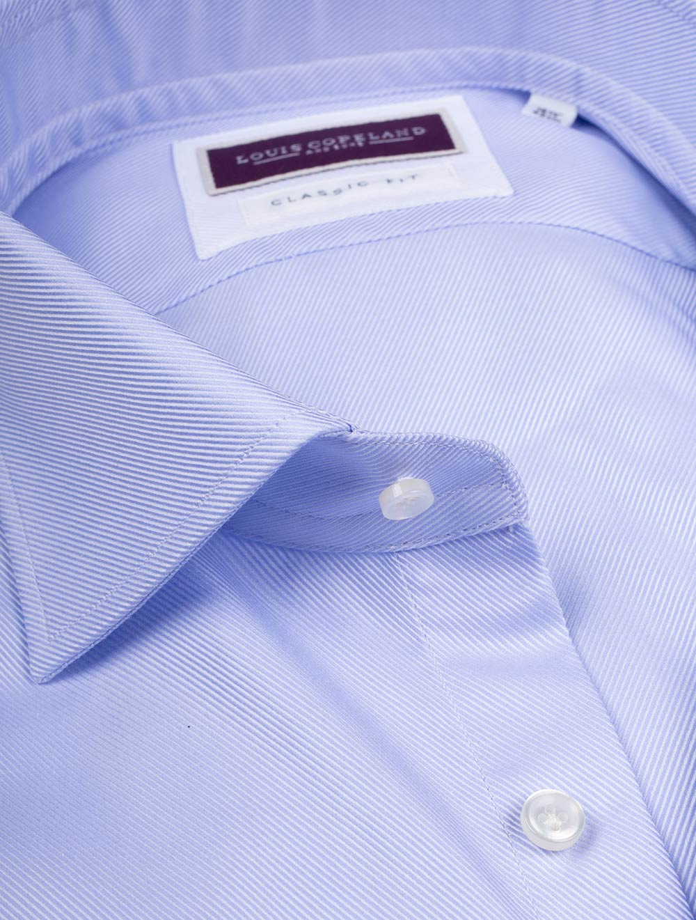 Louis Copeland Classic Fit Single Cuff Twill Shirt Blue AI2