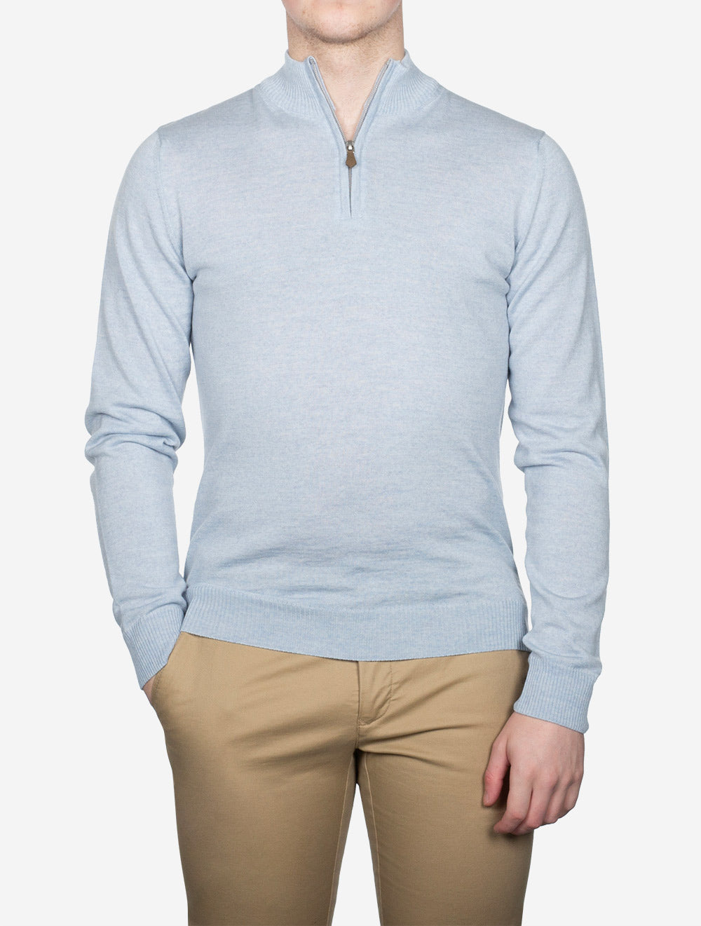 Grey Half Zip Merino Wool Jumper